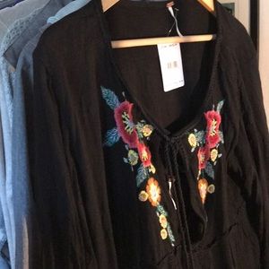 Free People embroidered boho dress, Med, NWT